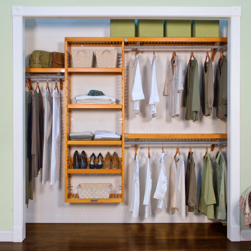 John Louis Home Solid Wood Reach-In Closet System, Honey Maple