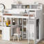Lit mezzanine simple en bois blanc avec espace de rangement blanc-160765762