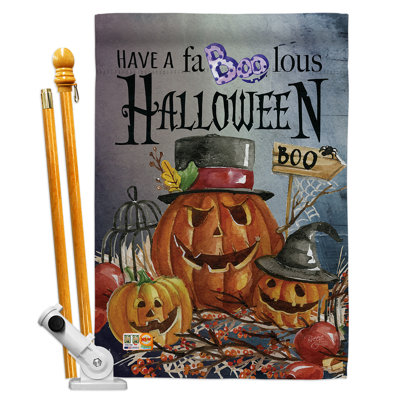 Double Sided 40.00'' H x 28'' W Polyester Halloween Flag Set