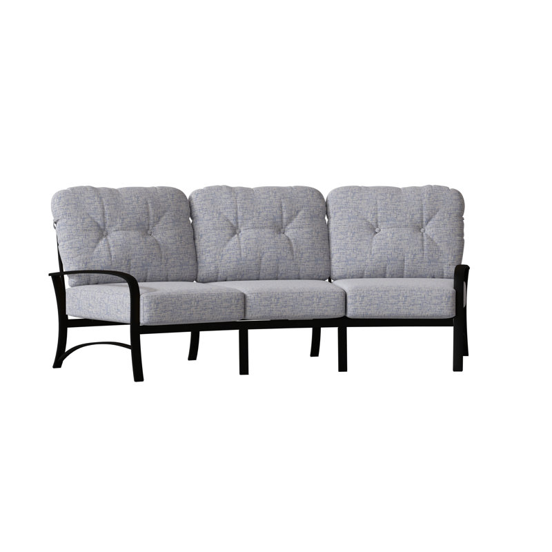 Fremont 108'' Wide Aluminum Patio Sofa with Cushions, Textured Black, Sailcloth Salt Sunbrella® Textured