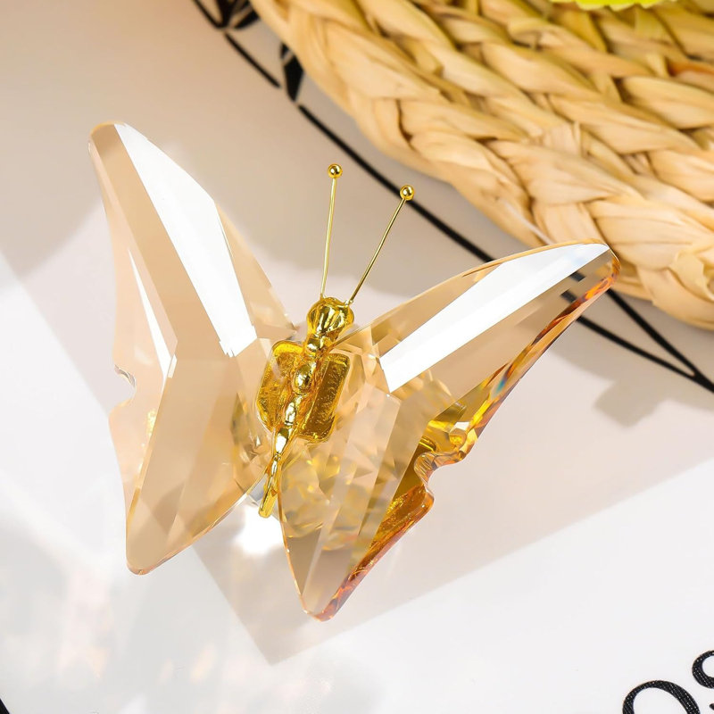 Figurine papillon jaune en cristal