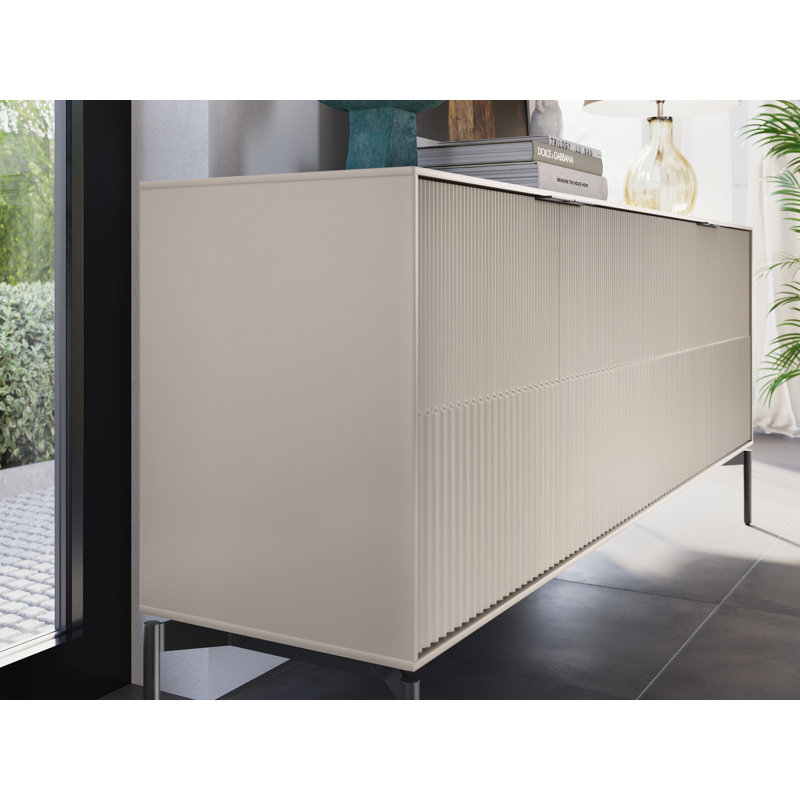Zig 79.5'' W Credenza, Dune/Brushed Carbon