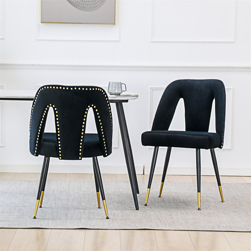Hecht Fabric Upholstered Dining Chairs, Black