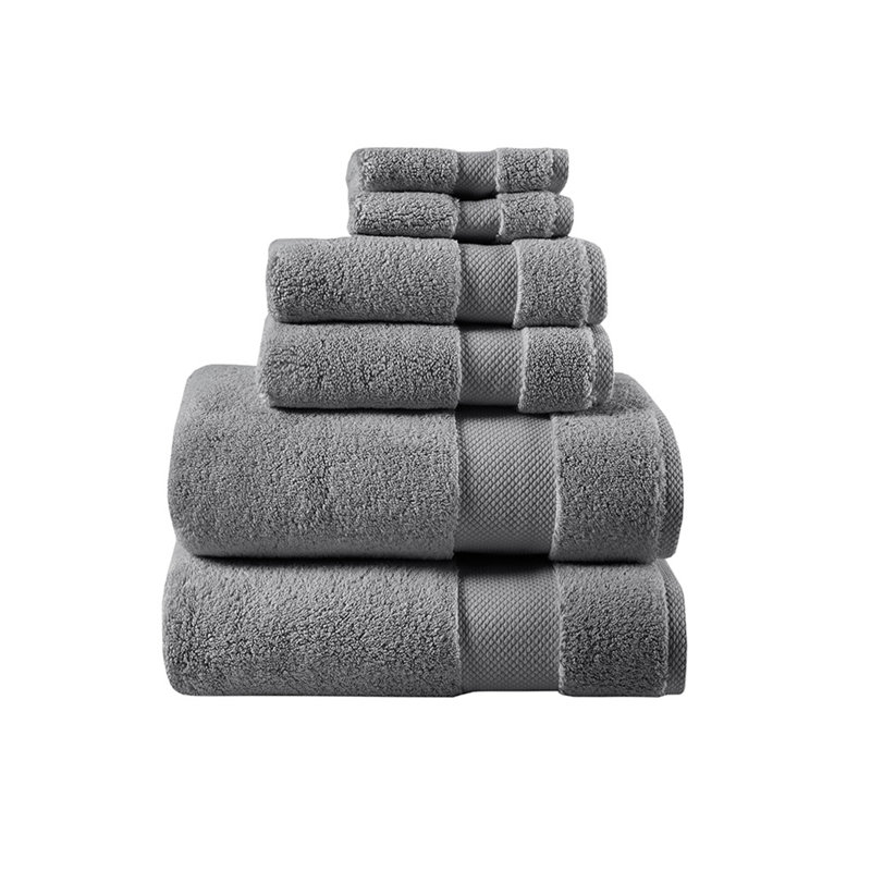 Cotton 6 Piece Towel Set, Gray