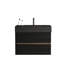 Meuble-lavabo moderne de 30 po avec fixation murale, lavabo une pièce noir mat, tiroirs doubles, panneaux de qualité E1, laque à base d'eau E0, système de fermeture silencieuse et silencieuse, capacité de charge du tiroir de 55 lb