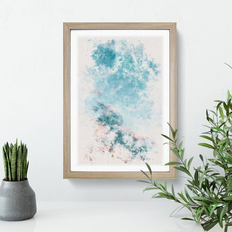 Peach Kissed Clouds - Framed Print, 87cm H x 62cm W x 2cm D, Oak Framed