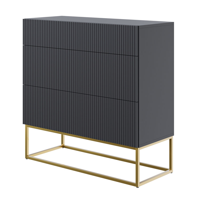 Anyieth 90 cm W Chest of 3 Drawers, Black