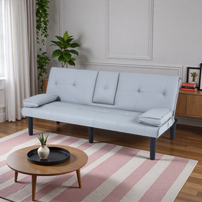 Le canapé-lit multifonctionnel en PVC de 67 pouces, avec un design pliable et porte-gobelet, le rend extrêmement pratique pour transformer le salon en chambre d'amis