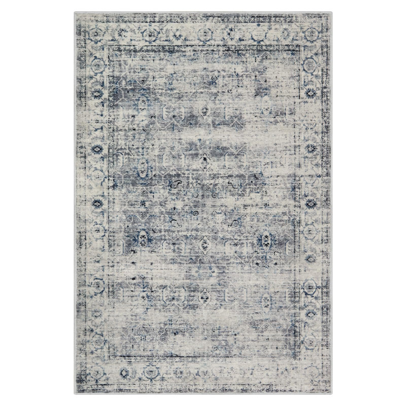 Clotilde Vintage Machine Washable Area Rugs Perfect for Living Room, Dining Room, Bedroom, Rectangle 6' x 9'