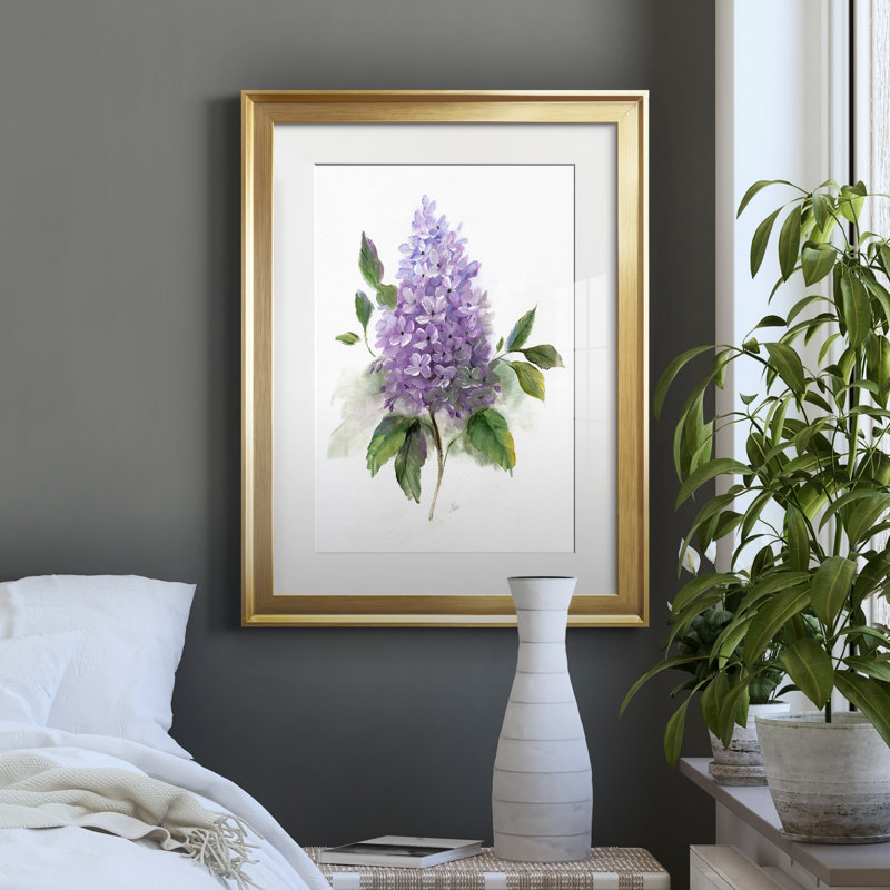 Lilas romanesque I - Reproduction d'art sur papier encadré, H 18,5 po x l 24,5 po x P 1,5 po, Cadre doré