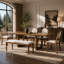 Ensemble de salle à manger extensible en bois massif et en tissu 6 pièces Hearthspan-136218747