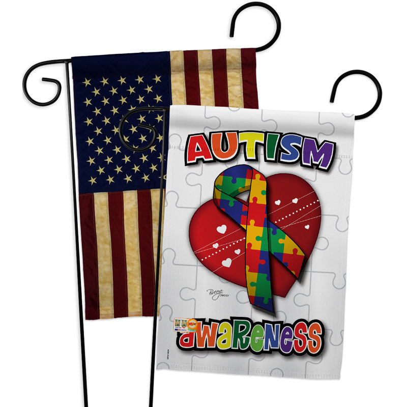 Ensemble de 2 drapeaux de jardin décoratives en polyester de 2 côtés 19 po tdah awareness