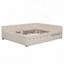 Grand lit plateforme tapissier avec port USB et lit gigogne simple, beige