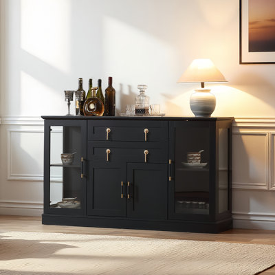 58.27‘’Sideboard Cabinet With Glass Doors and Drawers,Large Buffet Cabinet with adjustable shelves,for kitchen and dining room by Grove Gravity