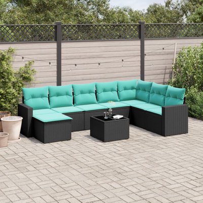 Ensemble de canapés de patio 9 pièces avec coussins 9 pièces