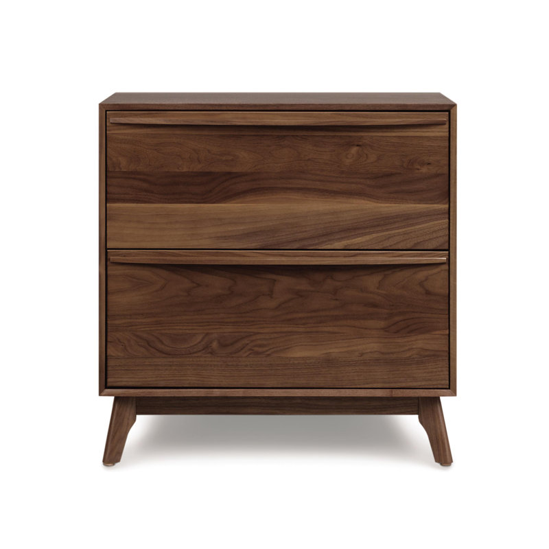 Catalina 2 - Drawer Solid Wood Nightstand, Walnut