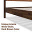 Lit plateforme en bois d'acacia, format king, avec tête de lit en cuir végétalien tissé à la main, style moderne du milieu du siècle, brun foncé-134771134