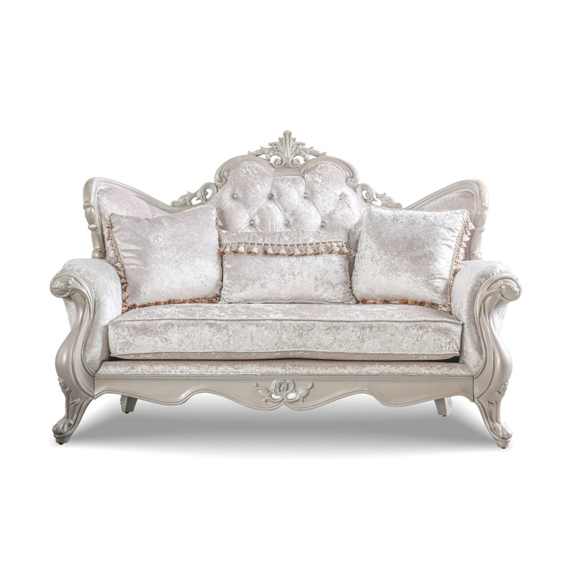 Causeuse rembourrée 70,5 po Tarver, Blanc, Polyester blanc