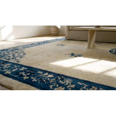 Antique Peking Chinese Medallion Beige 1920s Rug