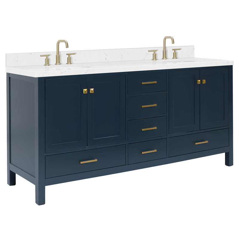  Meuble-lavabo double 72,25 po avec comptoir, Bleu minuit, Oval
