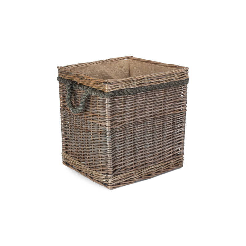 Square Rope Handled Wicker Storage Basket