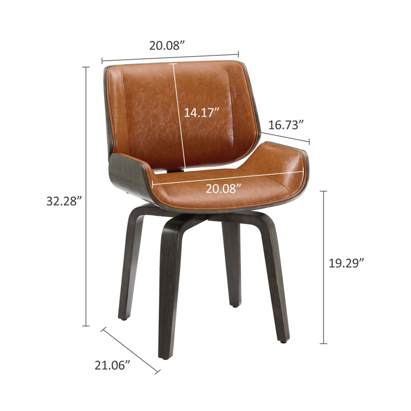 Rewan Faux Leather Swivel Desk Chair, Brown