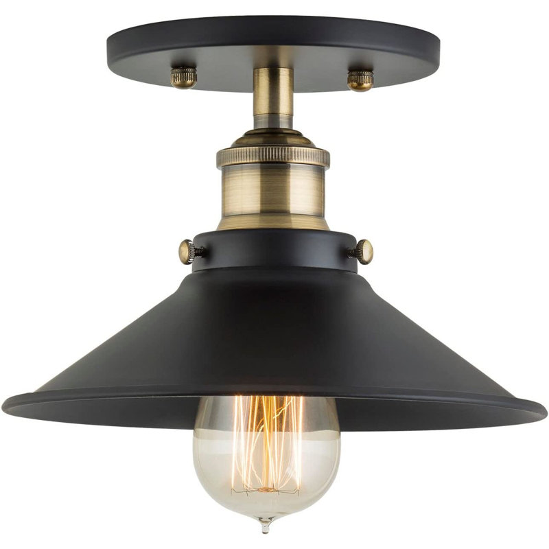 Gravette Semi Flush Mount, Antique Brass