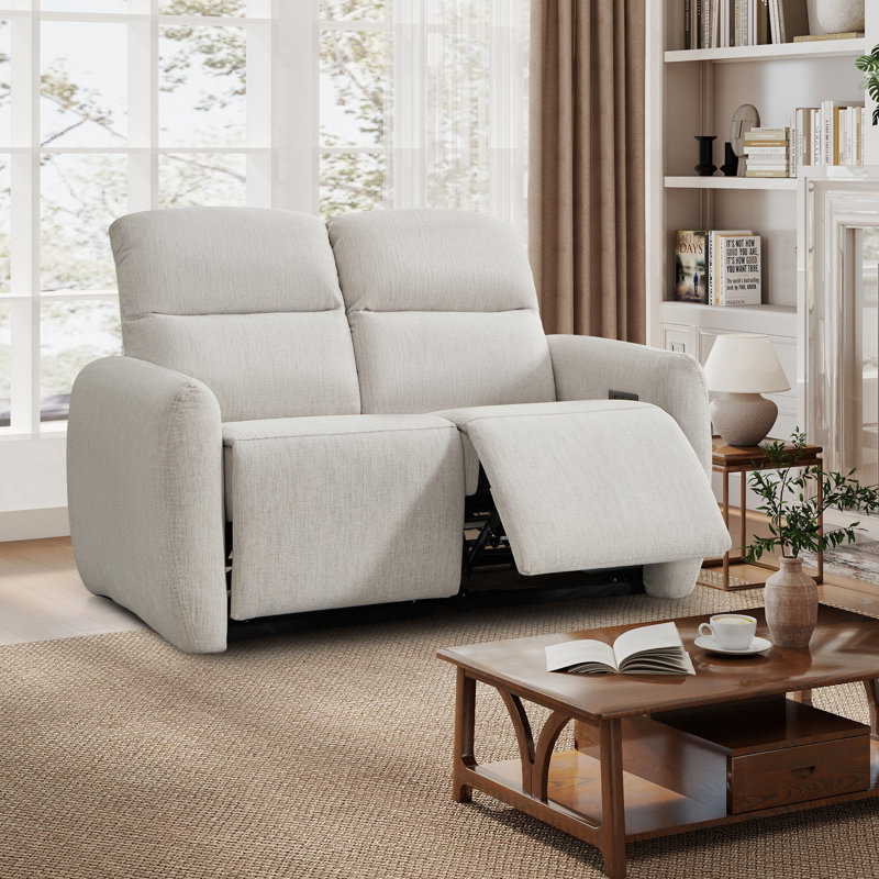 59" Modern Fabric Power Reclining Loveseat with USB & Type-C Charging Ports, Beige