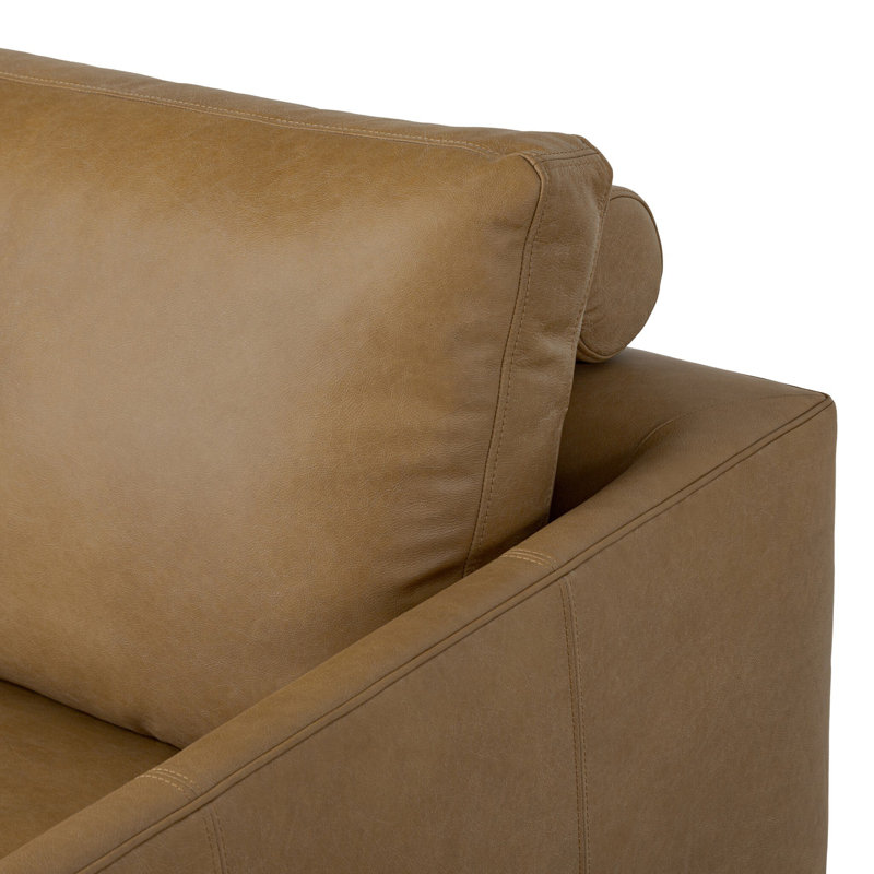 Canapé Melle - 87 po - Omari naturel, Cuir véritable camel Lipari
