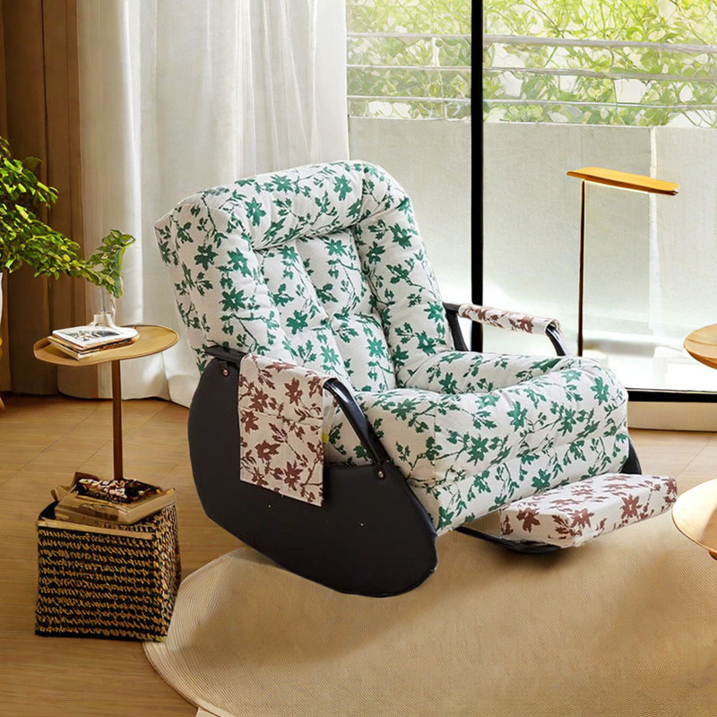 Chaise berçante ergonomique avec sac de rangement, Blanc / vert
