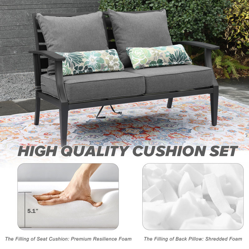 Coussin de siège et de dossier extérieur Lucy (ensemble de 2 sièges, 2 dossiers, 2 coussins), Gris anthracite