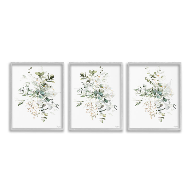 «Herbal Botanicals Pattern Single Photo Frame» par Roozbeh, 3 pièces sur toile, H 20 po x l 16 po