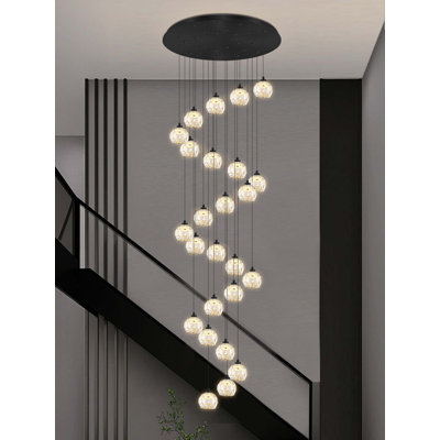 25-light Black Crystal Ball Chandeliers   for Living Room Bedroom, Dining Room Chandelier Over Table D28''x H138''