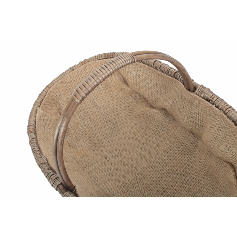 Brambly Cottage Shallow Lined Garden Wicker Trug Basket, 27cm H x 49cm W x 31cm D