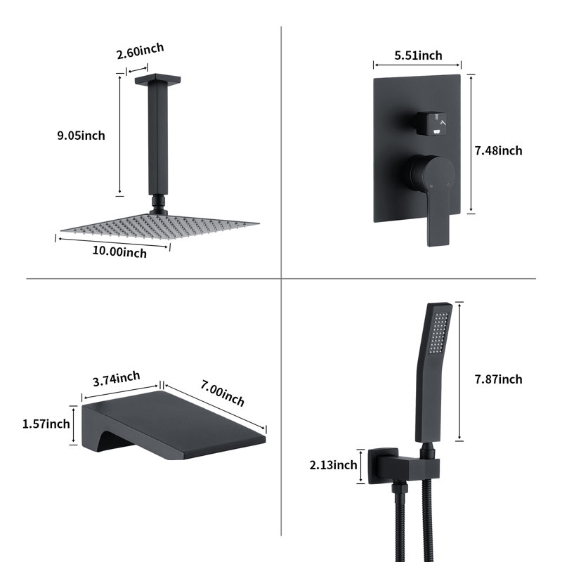 All-In-One Kit with Rough in-Valve, Matte Black