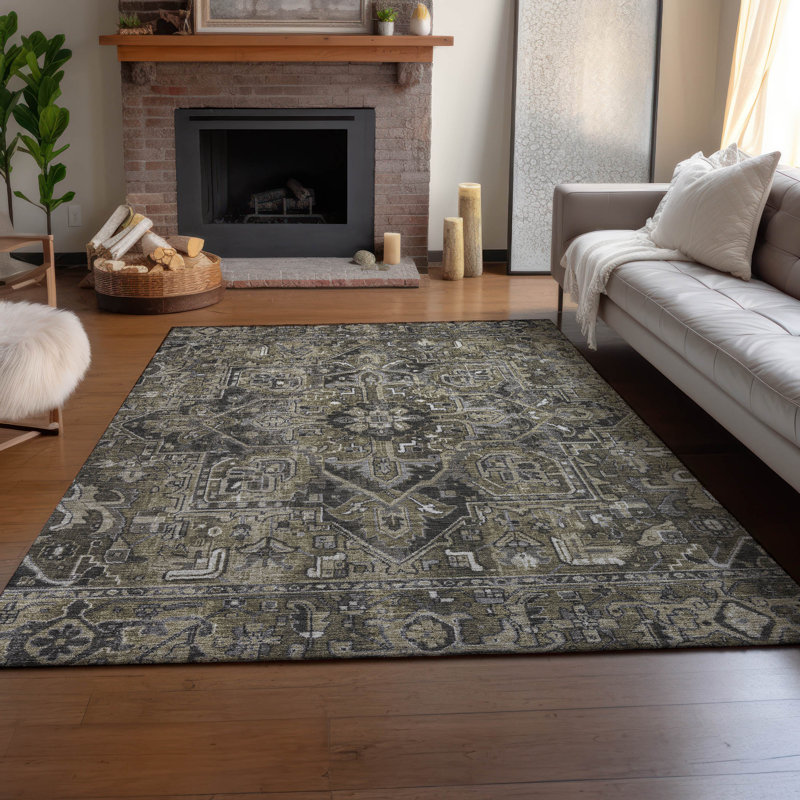 Premium Machine Washable Cerrito AMF570 Taupe Rug, Rectangle 8' x 10'