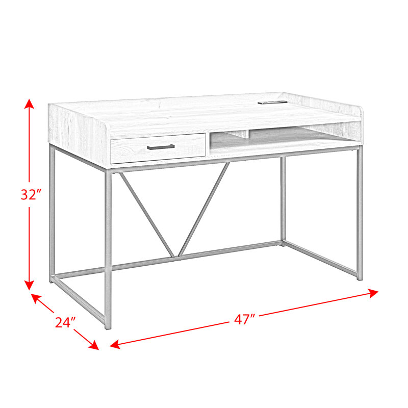 Silvine 2 Piece Writing Desk Office Set with Bookcase, Gray