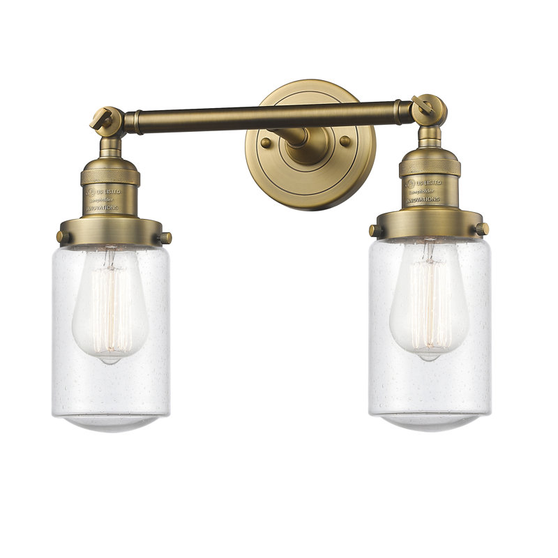 Saroyan 2 - Light Dimmable Vanity Light, Seedy, 6 Watt Vinage LED Bulb, Antique Brass