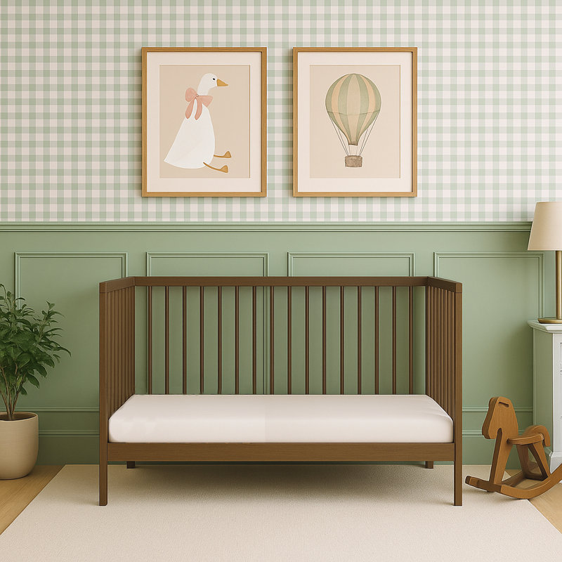 Mini Cot Bed with Natural Mattress, Walnut