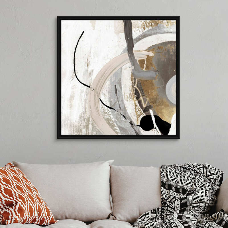 " Tangled II " Painting Print, 37.25" H x 37.25" W, Black Floater Framed Canvas