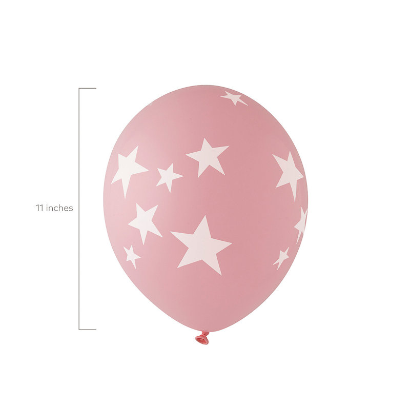 Ballons en latex 11 "Fun Express gris avec étoiles blanches - 24 pièces, Rose