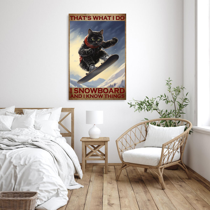 Black Cat I Snowboard - 1 pièce, impression sur toile tendue, H 36 po x l 24 po x P 1,25 po