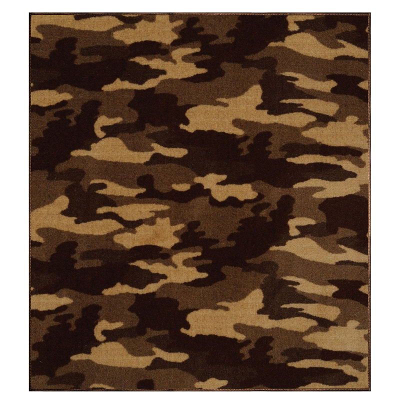 Tapis brun / brun clair à imprimé animal, Carré 9 pi