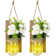 2-Pack Rustic Wall Sconces with Mason Jars, Led Fairy Lights, Remote Control