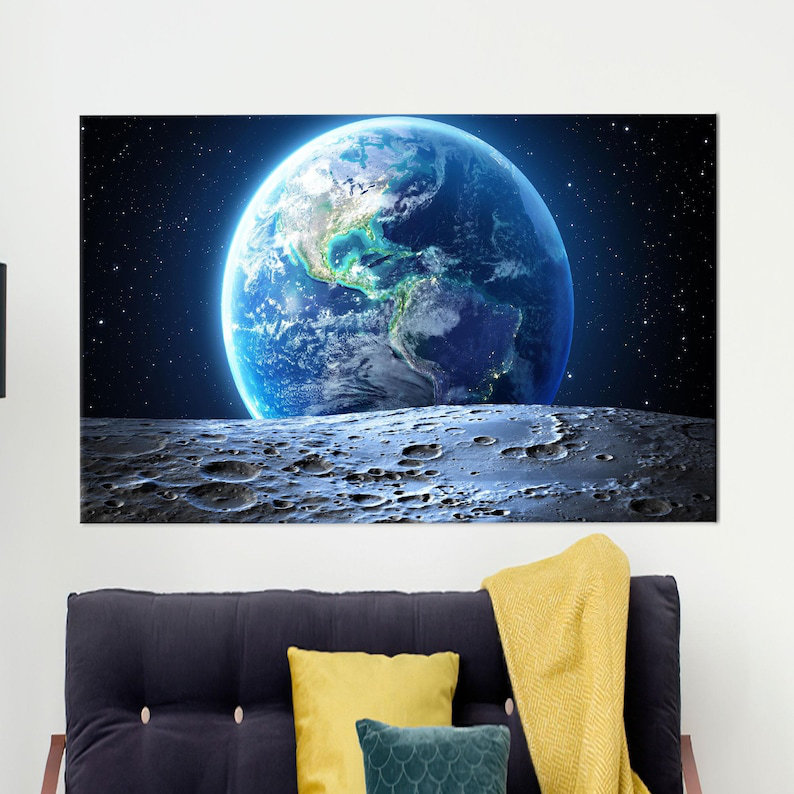 Starry Night Sky View 3D Canvas Wall Art - Earth-Themed Unique Gift, 25 cm H x 35 cm W, Wrapped Canvas