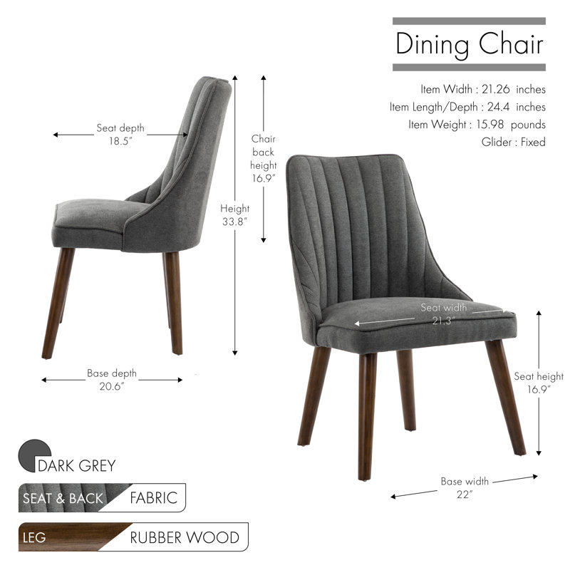 16.9'' H Tufted Fabric Upholstered Side Chair, Dark Gray