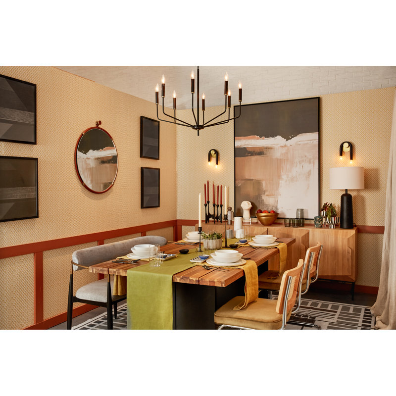 8 - Light Classic / Traditional Chandelier, Aged Brass/Soft Black