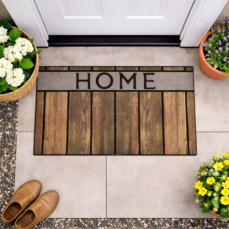 Outdoor Mat Non-Slip Striped Indoor / Outdoor Doormat, Brown/Black
