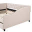 Lit de jour rembourré beige avec deux tiroirs pratiques et une structure en lattes de bois stable - Améliorez le décor de votre chambre à coucher-809372851