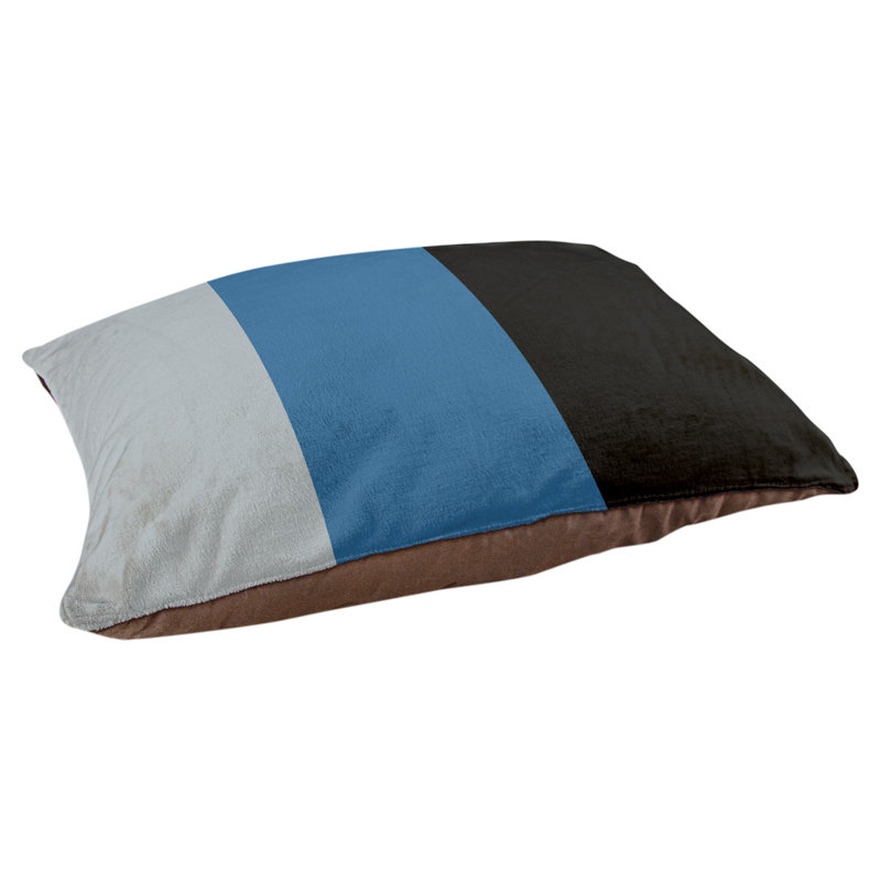 Oreiller Atlanta, Petit (L 18 po x l 28 po), Argent / bleu / noir